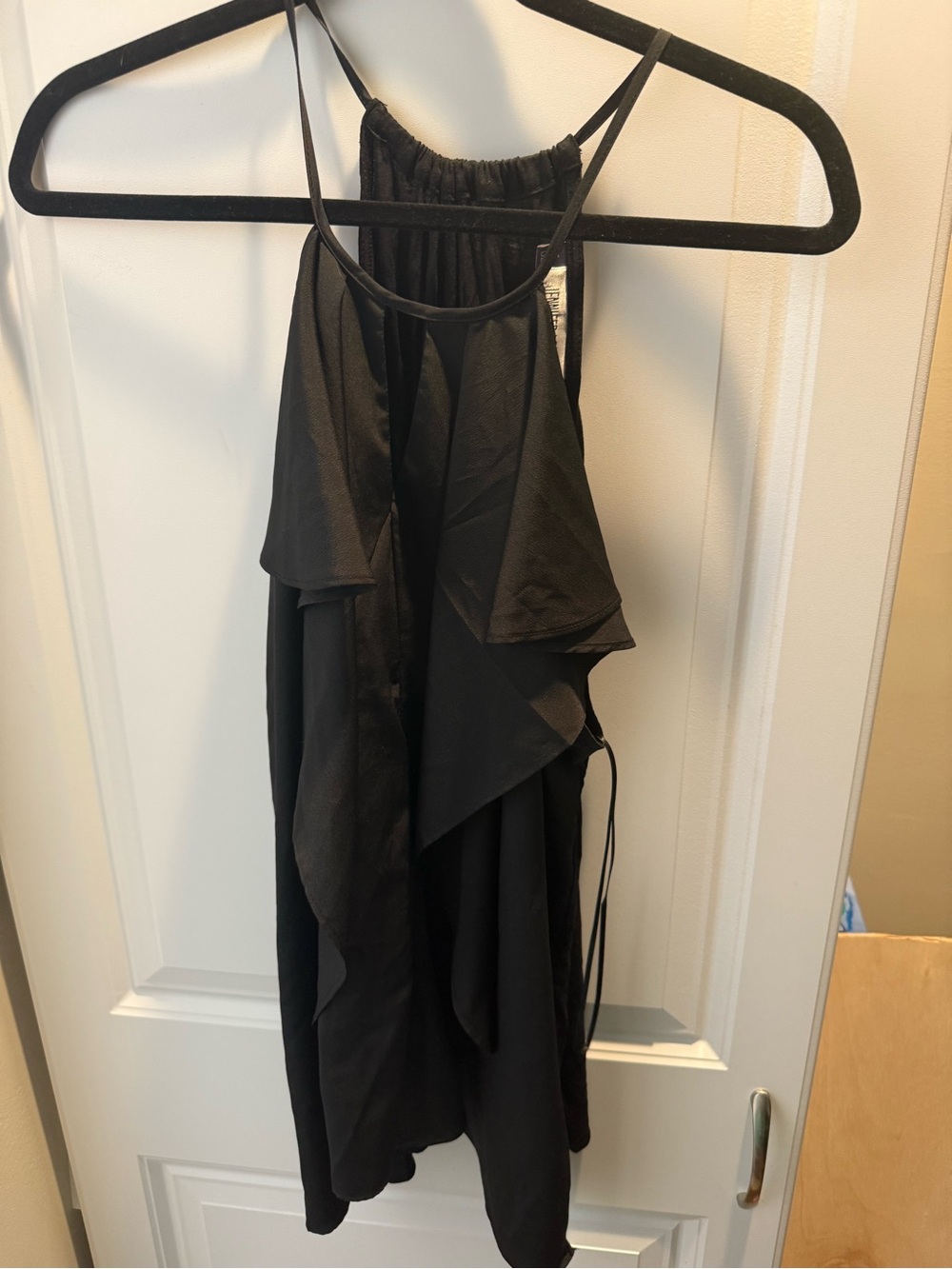 Jennifer Lopez Black Ruffled Halter Women's top